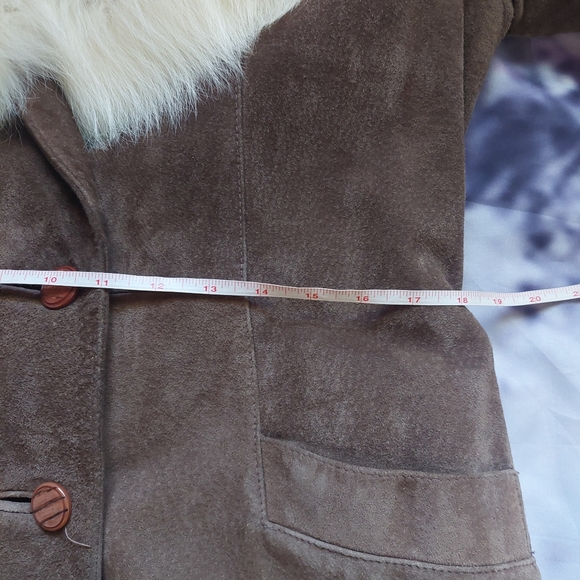 Vintage Jeno De Paris Leather & Fur Long Coat s16 - Picture 11 of 12